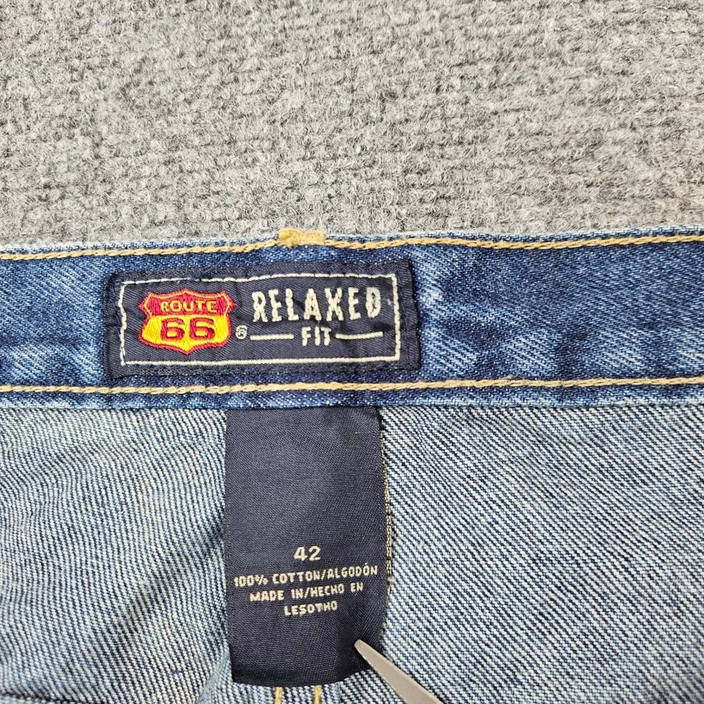 Route 66 Mens Relaxed Fit Denim Shorts Blue Medium Wash 100% Cotton Size 42